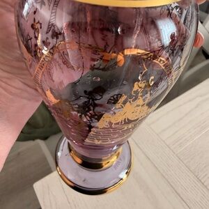 Elegant Gold and Purple Glass Vase